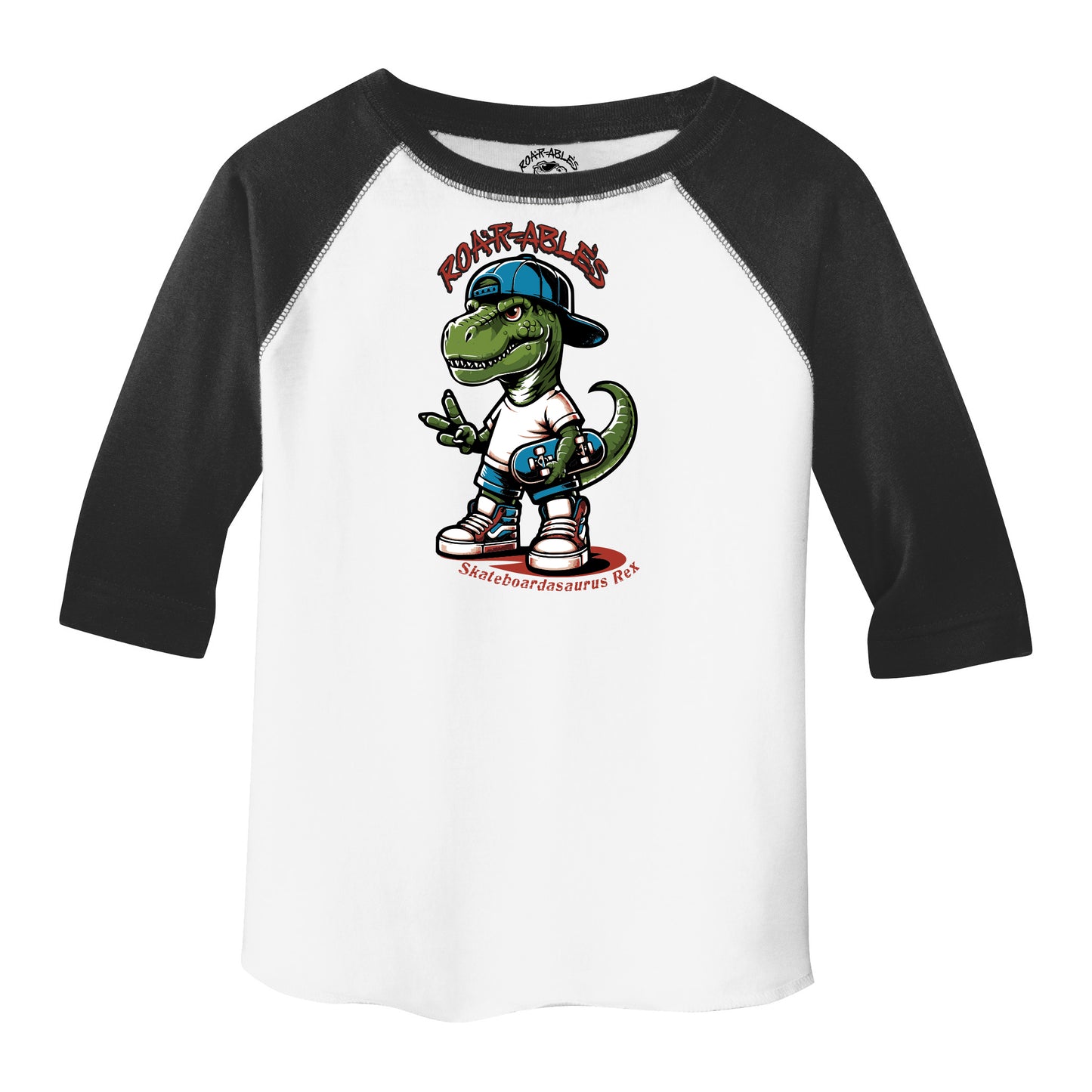 Skateboardasaurus Rex 3/4 Sleeve Raglan